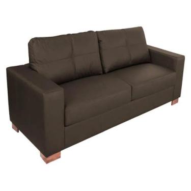 Imagem de Sofá 2 Lugares Sala de Estar Pés Madeira Kenny 160 cm Couro Tabaco G43