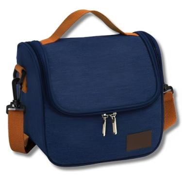 Imagem de Bolsa Térmica Lancheira com Alça de Ombro para Marmita - Trabalho Academia Escola e Passeios Super Premium (Azul)