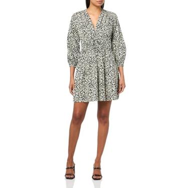 Imagem de Derek Lam 10 Crosby Vestido feminino Emma com decote em V, Corações preto/branco, 48