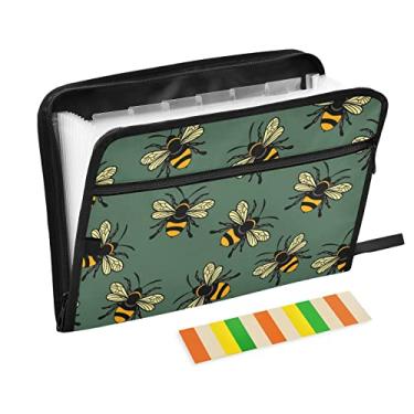 Imagem de ALAZA Cute Bee Pasta expansível para arquivos, 13 bolsos, pasta organizadora de documentos expansível com fecho de zíper para escritório em casa, tamanho carta A4, papel documento
