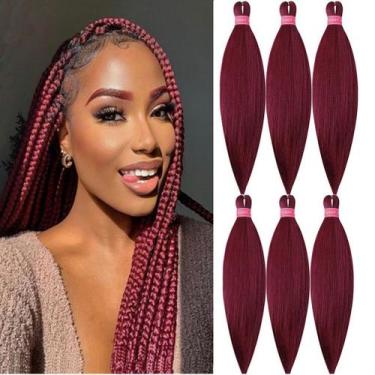 Imagem de Extensões de cabelo trançadas Mychanson Burgundy, 26 polegadas, pacote