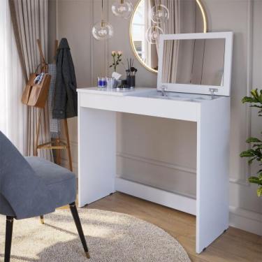 Imagem de Penteadeira Infantil Para Menina com Espelho e Porta Joias Paris Branc