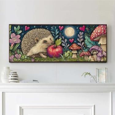 Imagem de VAIIEYO Kits de arte de diamante grande DIY 5D para adultos ouriço, animal de arte de diamante, kits de pintura de diamante grande, tela de artesanato de strass redondo para decoração de parede de