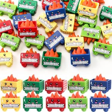 Imagem de Arrowbash Conjunto de 100 peças de resina em forma de lixo para presente I'm Fine Everything's Fine sinal emocional acessórios de mesa equipe empregado agradecimento presente para enfermeira chefe