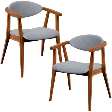 Imagem de Kit 02 Poltronas Decorativas Para Sala de Estar Jantar Cecília L02 Suede Cinza - Lyam Decor