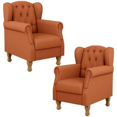 Imagem de Kit 02 Poltronas Decorativa Para Sala De Estar Yara P02 Tecido Terracota - Lyam Decor