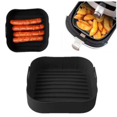 Imagem de Forma forro air fryer silicone quadrada antiaderente preta