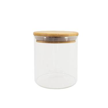 Imagem de Pote Herméticos De Vidro Tampa Bambu Redondo 500Ml