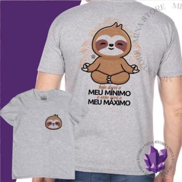 Imagem de Camiseta Preguiça Hoje darei meu Mínimo - Mina Store, Cinza costas, Ba