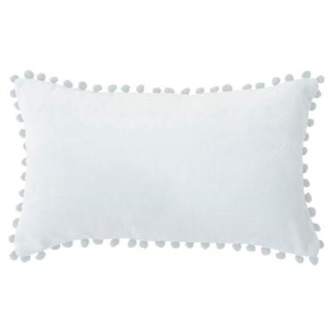 Imagem de Estojo de almofada retangular com design de pompom branco 50x30cm - Li