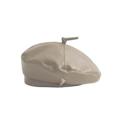 Imagem de Chapéu de boina MOSSTYUS Boné de boina francesa de couro PU para mulhe