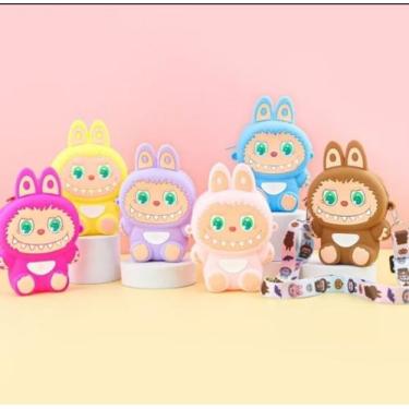 Imagem de Bolsa infantil Silicone para Crianças Labubu com alça transversal ajus