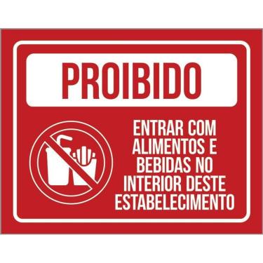 Imagem de Placa Proibido Entrar Com Alimentos E Bebidas 36X46