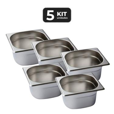Imagem de Kit 5 Cuba Sem Alca Inox 1/6 Gn 150 Para Buffet