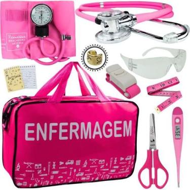 Imagem de Kit Bolsa Aparelho de Pressão Esfigmomanômetro Enfermagem Premium, Fúc