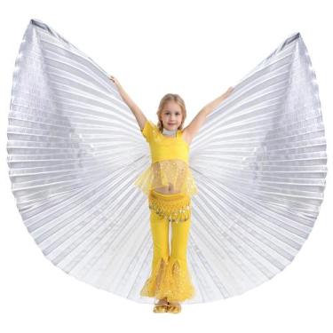 Imagem de Fantasia Dance Wings MUNAFIE Isis para crianças prateada com bastão e 