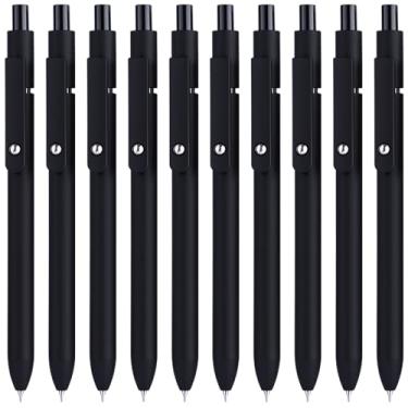 Imagem de Epakh Canetas de gel, 10 canetas esferográficas retráteis de 0,5 mm de tinta preta de secagem rápida, ponta fina, para escritório, material escolar, presentes femininos e masculinos (preta, clássica)
