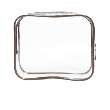 Imagem de Bolsa de Higiene Pessoal Transparente, Bolsa Cosmética Transparente Portátil com Alça, Bolsa de Mão de Aviação de Aeroporto, Unissex PVC, Preto (G)