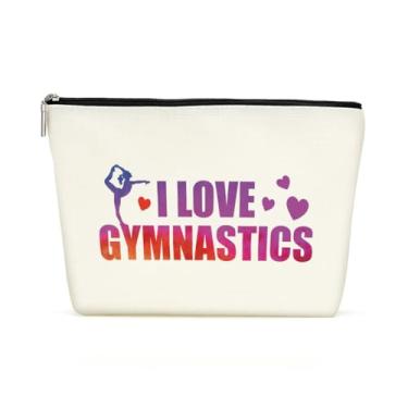 Imagem de Bolsa de maquiagem para presente de ginástica, bolsas de cosméticos para mulheres, formatura, aniversário, agradecimento, bolsa de maquiagem, bolsa com zíper, LCS ILoveGymnastics02 00126, 10 x 7 inch