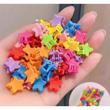 Imagem de 20 peças de mini grampos de cabelo de plástico, clipes de pressão antiderrapantes para mulheres (cores sortidas, pentalfa)