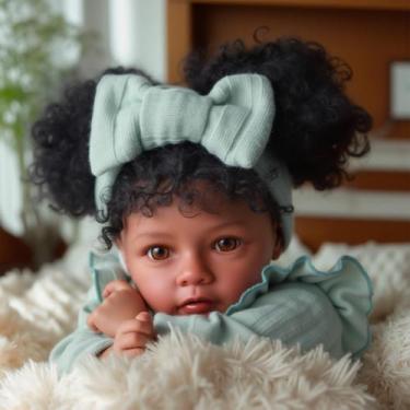 Imagem de Boneca Reborn BABESIDE Lifelike Black de 50 cm com kit de alimentação