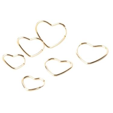 Imagem de Conjunto Feminino Semijoia Folheada a Ouro 18k, Kit Trio Brinco Dourado, 3 Pares Argola Coração