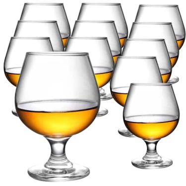 Imagem de Ufrount Conjunto de 12 taças de vinho Brandy, vidro transparente, 325 ml, copos de conhaque de haste curta para beber e degustar copos para Bourbon, Scotch, Spirit