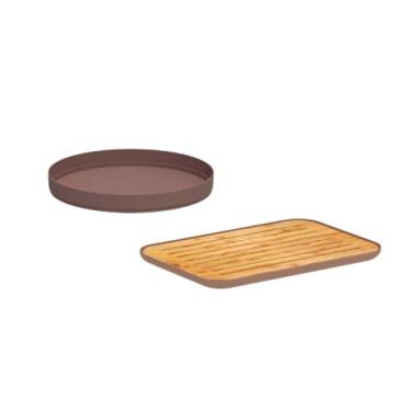 Imagem de Genérico, Tabua Migalheira Bambu Bandeja Giratoria Multiuso Marrom