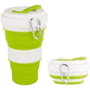 Imagem de Copo Retrátil Ecológico 550ml – Silicone Dobrável com Tampa Antivazamento, Livre de BPA e Resistente ao Calor (Verde)