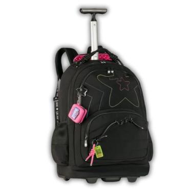 Imagem de Mochila Luluca Rodas Escolar Juvenil Infantil Meninas, Cor Preto