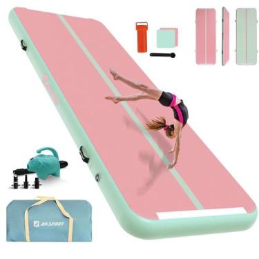 Imagem de Tapete de ginástica inflável AKSPORT Tumble Track com bomba de ar