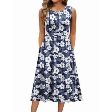 Imagem de Vestido Zeagoo Summer feminino sem mangas Boho Beach Floral