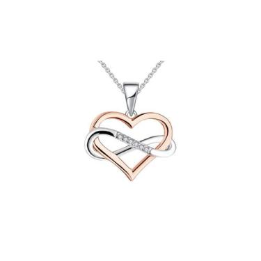 Imagem de Colar de prata 925 com coração banhado a ouro rosa para mulheres - Lig