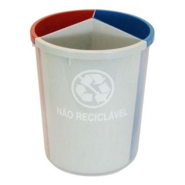 Imagem de Kit C/ 2 Lixeira Mix Plástico 3 Divisões P/ Coleta Seletiva - Higipack