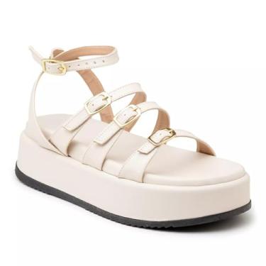 Imagem de 5302FP-Sandália Papete Flatform Floter cores Tiras Fivelas (Off White, BR, Adulto, Numérico, 34)