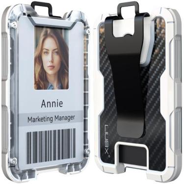 Imagem de Porta-crachás LIUGX Carbon Fiber ID Card Wallet 4 cartões