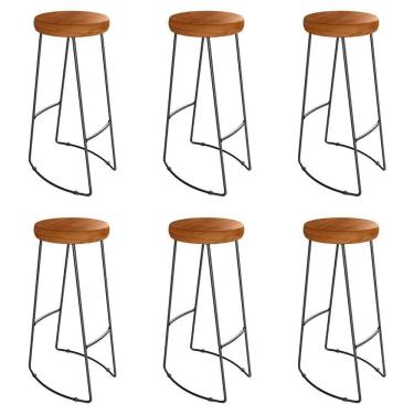 Imagem de Kit 6 Banquetas Alta Astra Base Metálica - Pallazio