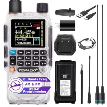 Imagem de TIDRADIO Rádio amador TD-H3 (cristal) rádio bidirecional de longo alcance, programação e carregamento USB-C, bateria de 2500 mAh, DTMF FM AM NOAA VOX SCAN, walkie talkies com fone de ouvido, faixa de