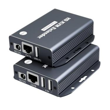 Imagem de NETSYTE Extensor HDMI KVM Over Ethernet Balun Over CAT5e/6/7 Cabo 1080 até 495 pés, suporta teclado e mouse USB HDMI Loop Out, Power Over Cable Zero Lantency