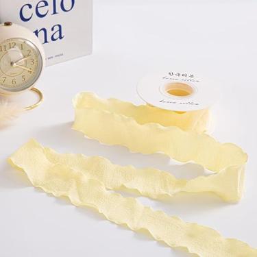 Imagem de 2,5 cm x 10 metros com borda de babados fita de cetim sólido chiffon seda poliéster fitas de cetim para embrulho de presente convites de casamento buquê de flores chá de bebê