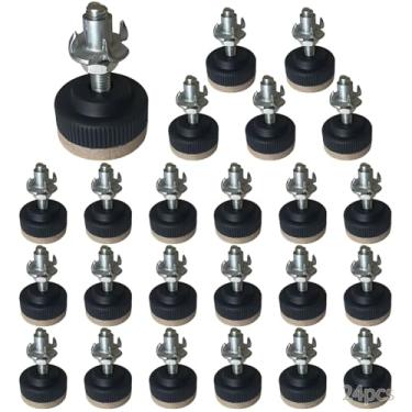 Imagem de Niveladores de móveis ajustáveis de 30 mm, 24 peças, mesas e cadeiras, com almofadas de feltro, base de plástico preto, resistente, fácil instalação, para casa e escritório