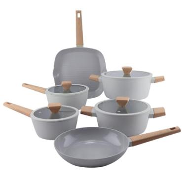 Imagem de Jogo 6 Panelas - Norma - Aluminio Revestimento Cerâmico - Cinza - Fracalanza