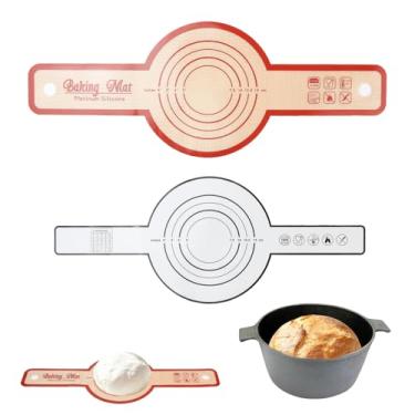 Imagem de Alça de silicone para forno holandês, tapete antiaderente e fácil de limpar, 2 peças reutilizáveis para pão com alça longa para transferir massa