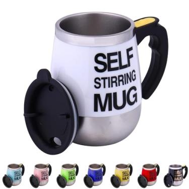 Imagem de Caneca automisturável de aço inoxidável para café, chocolate quente, chá, copo de leite para viagens, cozinha, escritório, casa, 450 ml, melhor presente para seus entes queridos (branco)