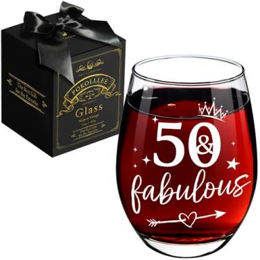 Imagem de Pokolllee Presentes de aniversário de 50 anos para mulheres e homens - 50 Fabulous Novelty 50th Bday Gift for Family - Presente engraçado de 50 anos para mãe pai esposa filha irmã tia BFF colegas de