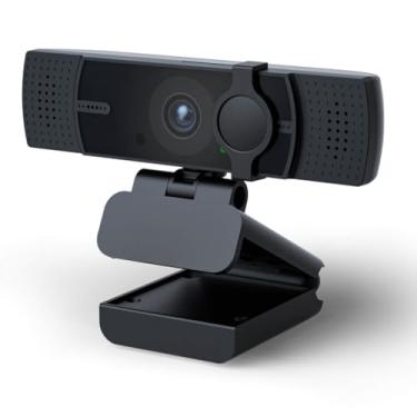 Imagem de QijiaView Webcam 4K para PC e laptop – Ultral HD 4K, foco automático de IA, suporta DZoom e ePTZ, microfones embutidos com cancelamento de ruído e capa de privacidade deslizante para reuniões de