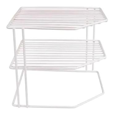 Imagem de Organizador Suporte de Pratos Horizontal 2/3 Andares Armário Mor Branco/Preto(suporte branco 3 andares)