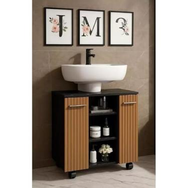 Imagem de Gabinete de Banheiro Premium para Pia de Coluna, 2 Portas, Compacto,gabinete banheiro (PRETORIPADO)