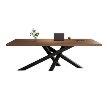 Imagem de Mesa de trabalho Mesa de escritório moderna com pernas metal criativas, mesa espaçosa para laptop e PC(Preto,L)