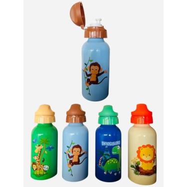 Imagem de Garrafinha Infantil Garrafa Escolar De Alumínio criança agua Antivazamento Ideal Para Creche/Escola Menino (Azul-Claro)